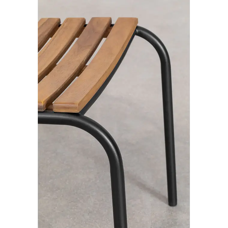 Silla de jardín apilable en acero y madera de acacia Selia 8