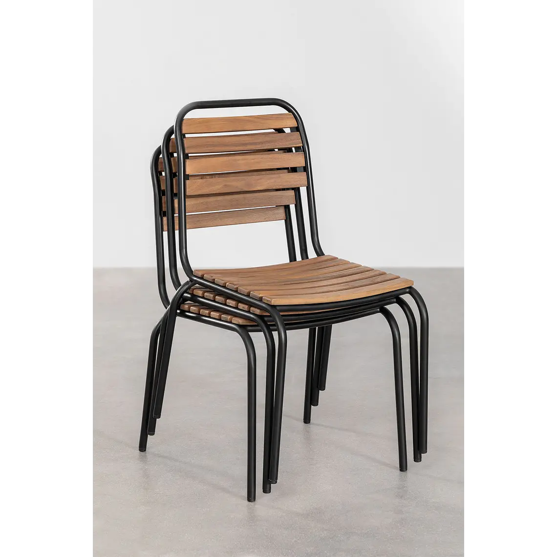 Silla de jardín apilable en acero y madera de acacia Selia 10