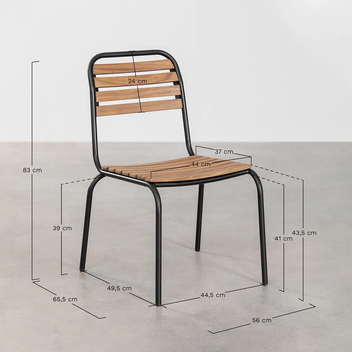 Silla de jardín apilable en acero y madera de acacia Selia 11