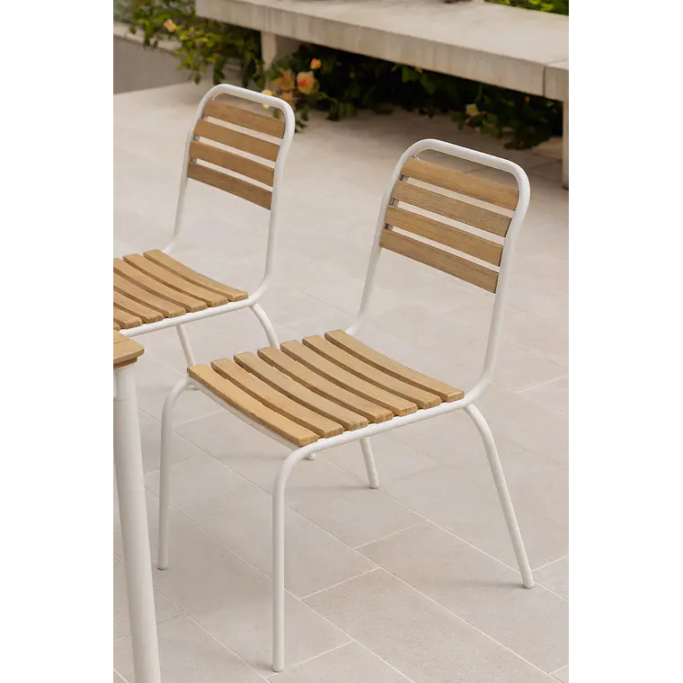 Silla de jardín apilable en acero y madera de acacia Selia 14