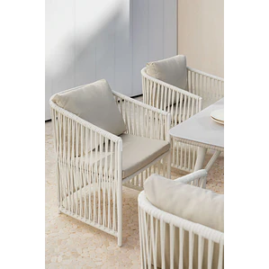 Silla de jardín con reposabrazos en aluminio y cuerda trenzada Cavena