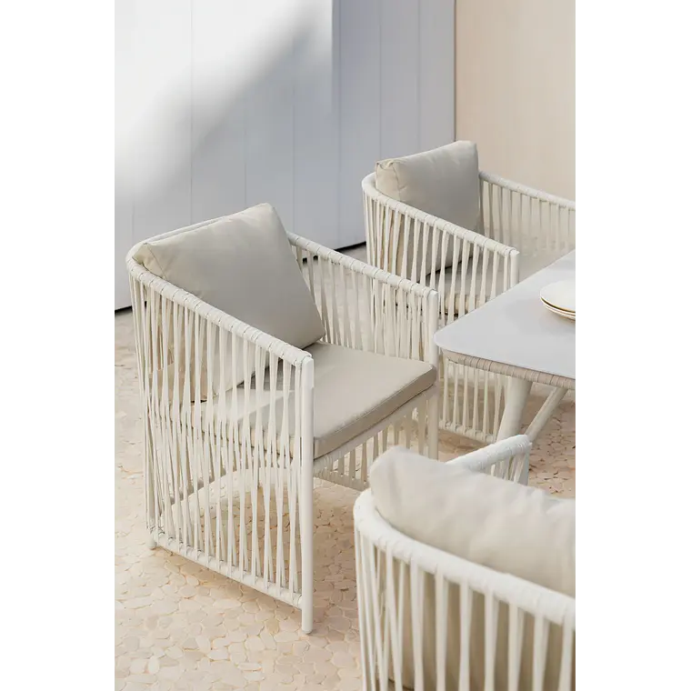 Silla de jardín con reposabrazos en aluminio y cuerda trenzada Cavena 2