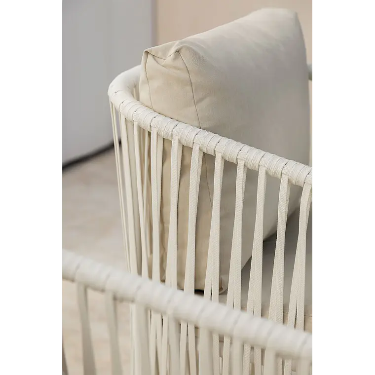Silla de jardín con reposabrazos en aluminio y cuerda trenzada Cavena 3