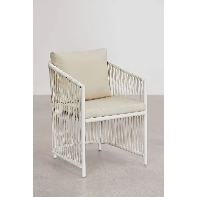 Silla de jardín con reposabrazos en aluminio y cuerda trenzada Cavena 4