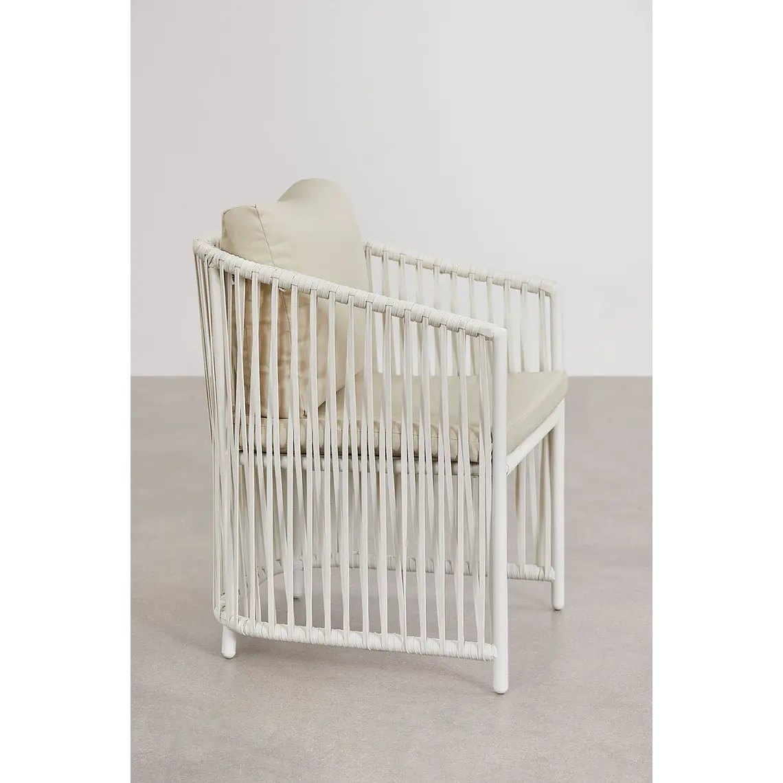 Silla de jardín con reposabrazos en aluminio y cuerda trenzada Cavena 5