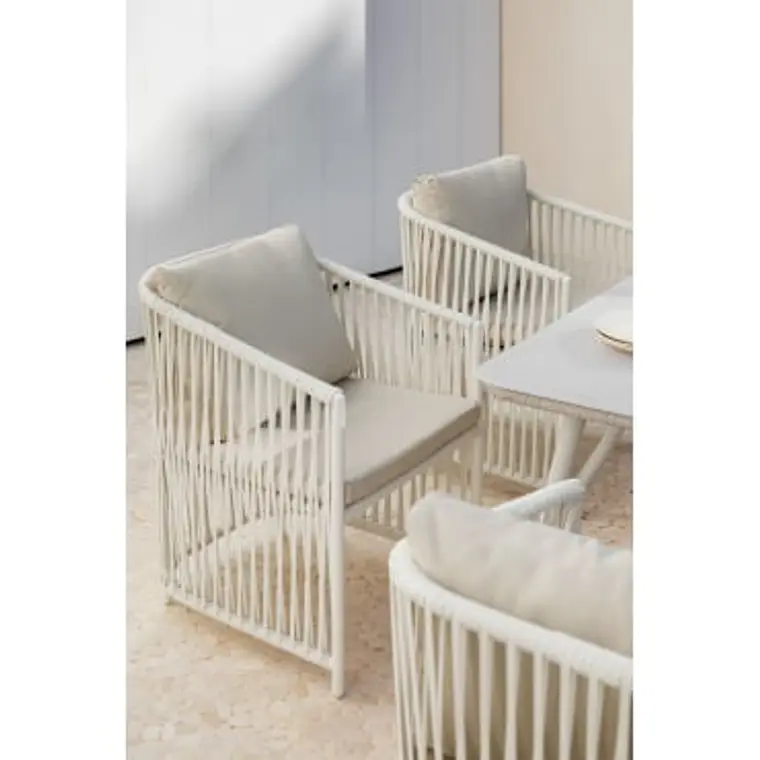 Silla de jardín con reposabrazos en aluminio y cuerda trenzada Cavena 12