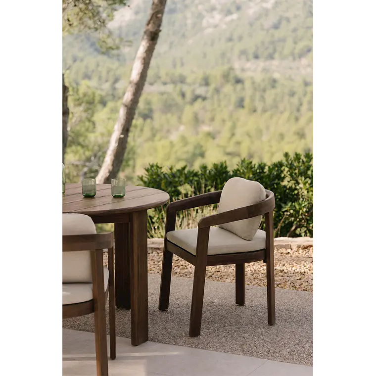 Silla de jardín con reposabrazos en madera de acacia Melena 14