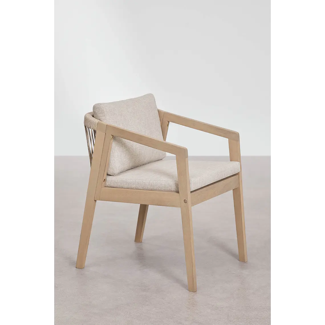 Silla de jardín con reposabrazos en madera de acacia y cuerda trenzada Navia 5