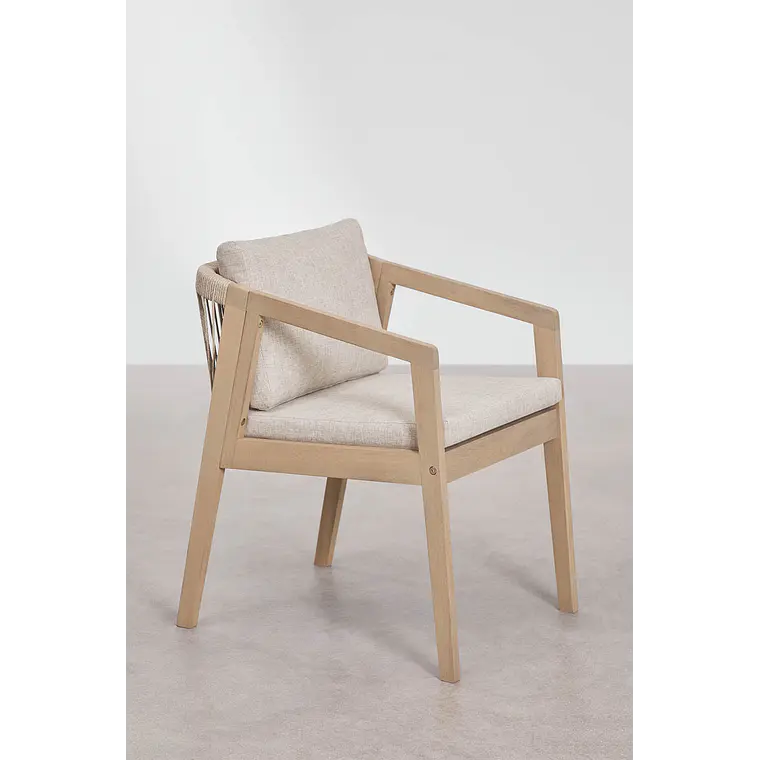Silla de jardín con reposabrazos en madera de acacia y cuerda trenzada Navia 5