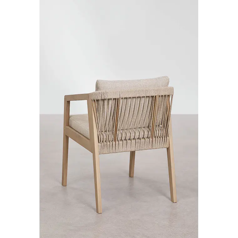 Silla de jardín con reposabrazos en madera de acacia y cuerda trenzada Navia 6
