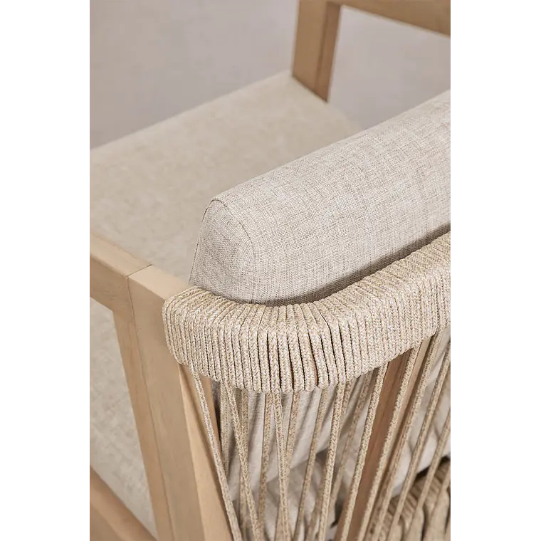Silla de jardín con reposabrazos en madera de acacia y cuerda trenzada Navia 7