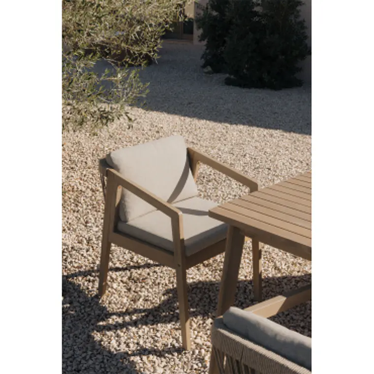 Silla de jardín con reposabrazos en madera de acacia y cuerda trenzada Navia 11