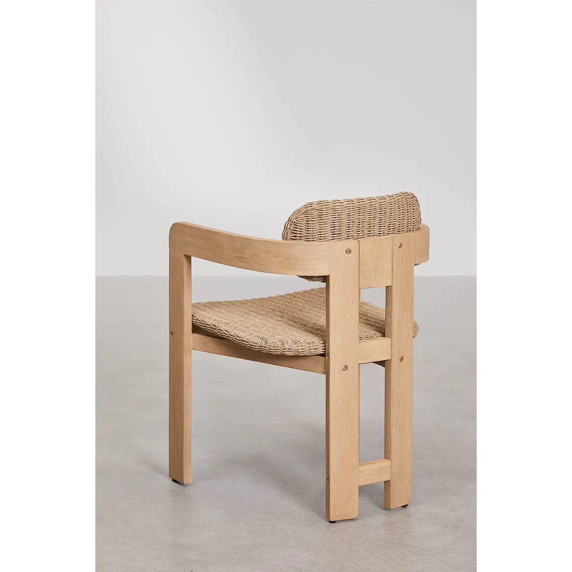 Silla de jardín con reposabrazos en madera de acacia y ratán sintético Delena 5