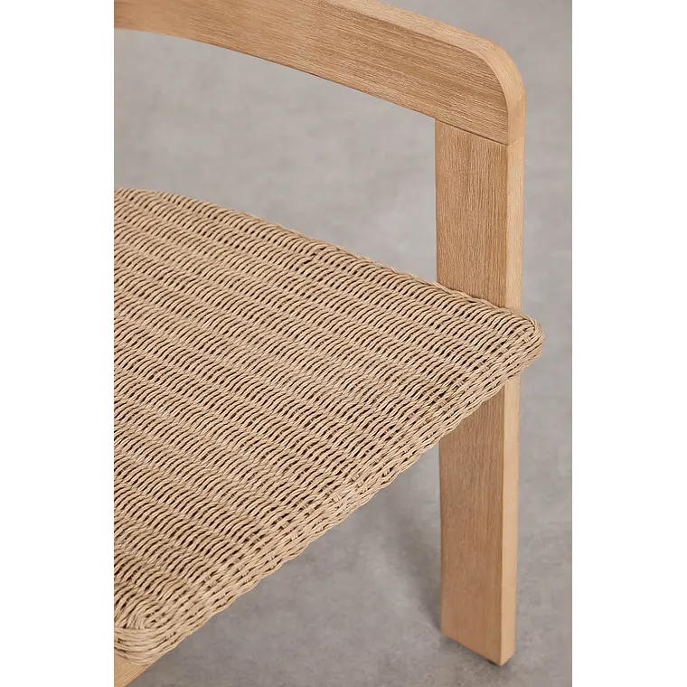 Silla de jardín con reposabrazos en madera de acacia y ratán sintético Delena 7
