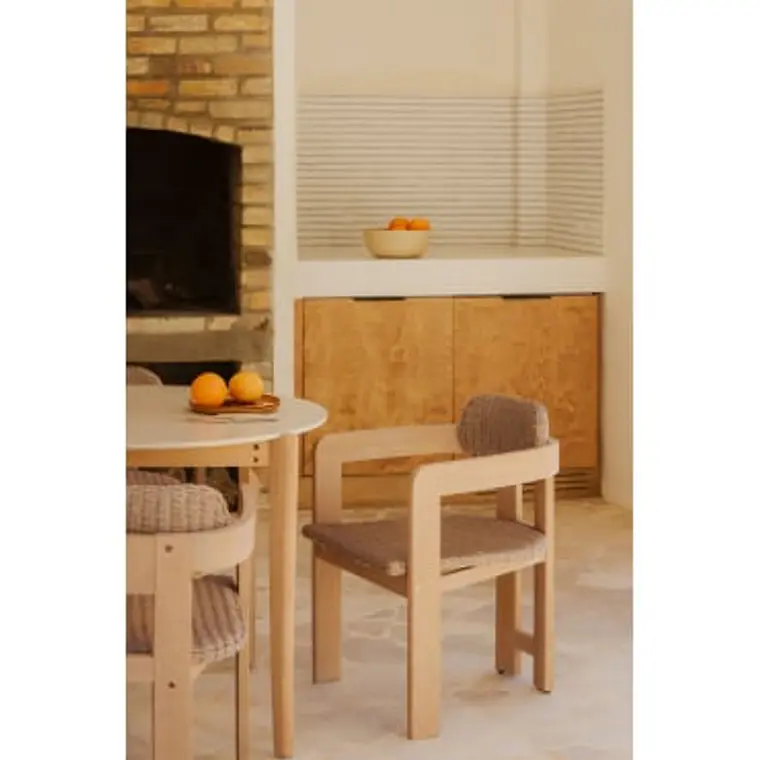 Silla de jardín con reposabrazos en madera de acacia y ratán sintético Delena 11