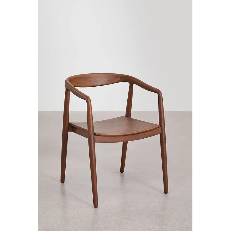 Silla de jardín con reposabrazos en madera de teca Elvena 3