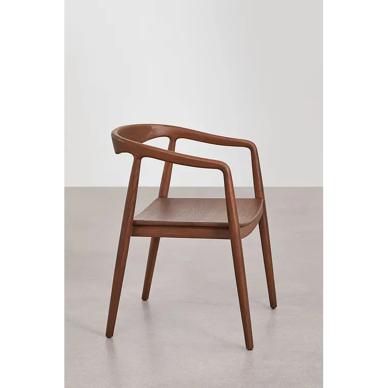 Silla de jardín con reposabrazos en madera de teca Elvena 4