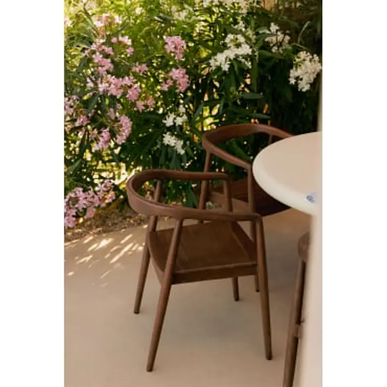 Silla de jardín con reposabrazos en madera de teca Elvena 10