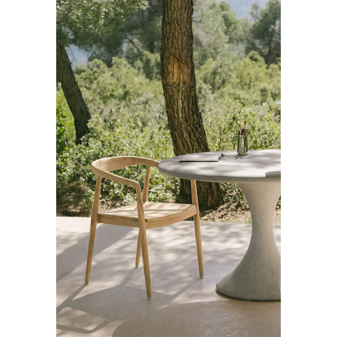 Silla de jardín con reposabrazos en madera de teca Elvena 13