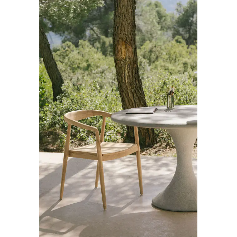 Silla de jardín con reposabrazos en madera de teca Elvena 13