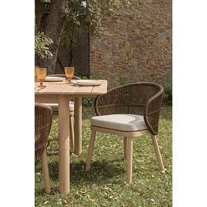 Silla de jardín en madera de acacia y cuerda trenzada Cavora