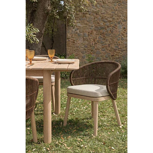 Silla de jardín en madera de acacia y cuerda trenzada Cavora