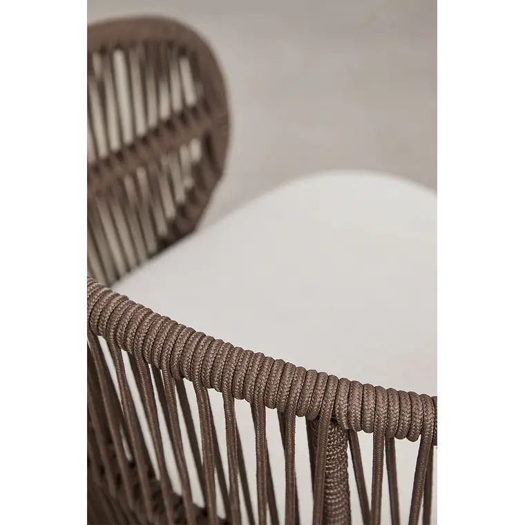 Silla de jardín en madera de acacia y cuerda trenzada Cavora 8