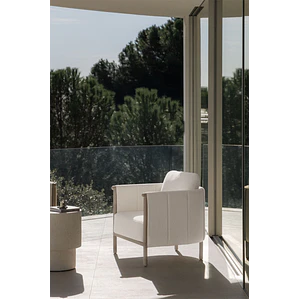 Sillón de jardín en bouclé y aluminio Toreva