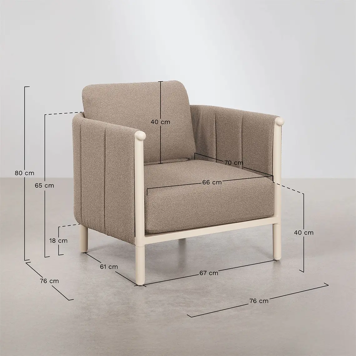 Sillón de jardín en bouclé y aluminio Toreva 10
