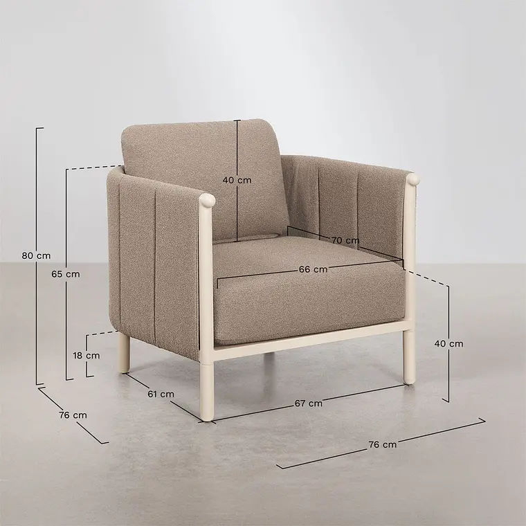 Sillón de jardín en bouclé y aluminio Toreva 10