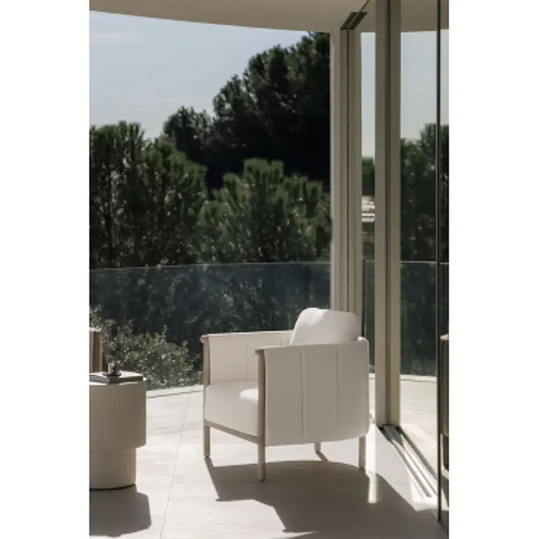 Sillón de jardín en bouclé y aluminio Toreva 11