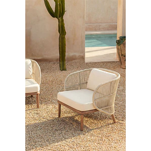 Sillón de jardín en madera de acacia y cuerda trenzada Zoreva