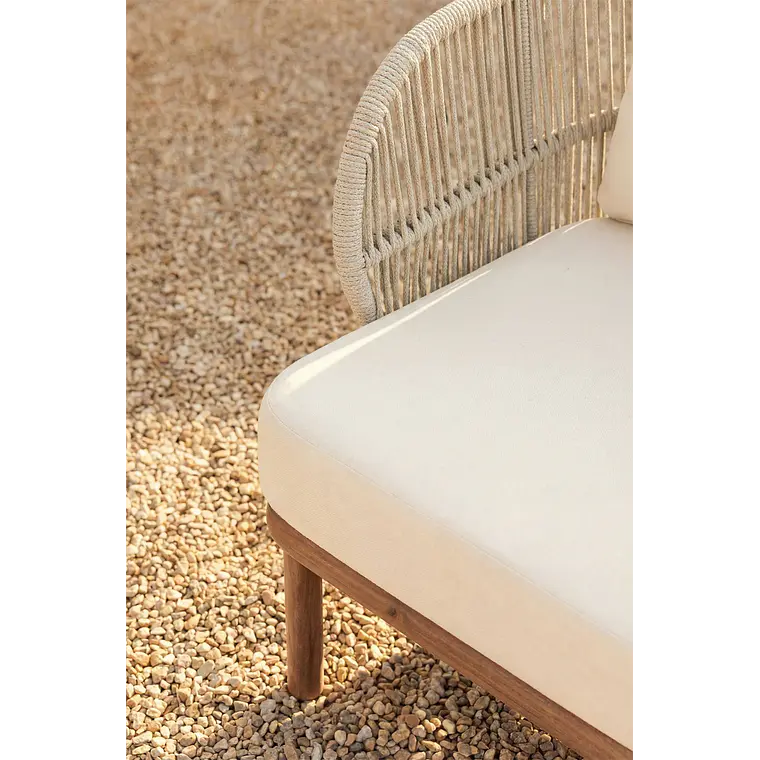 Sillón de jardín en madera de acacia y cuerda trenzada Zoreva 2