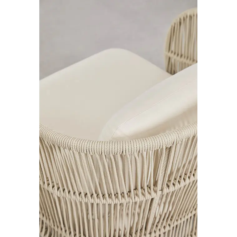 Sillón de jardín en madera de acacia y cuerda trenzada Zoreva 4