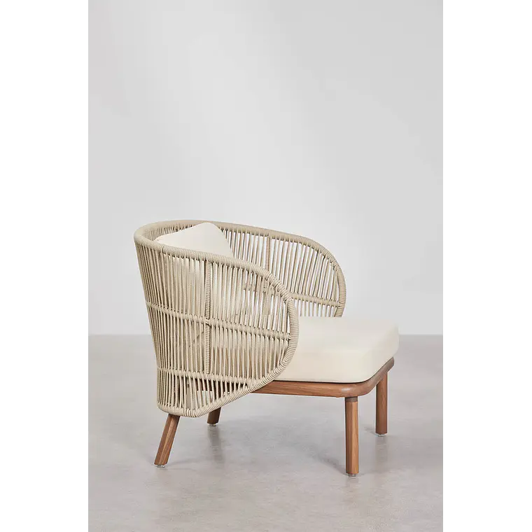 Sillón de jardín en madera de acacia y cuerda trenzada Zoreva 5