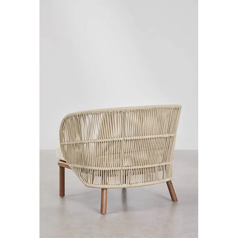 Sillón de jardín en madera de acacia y cuerda trenzada Zoreva 6
