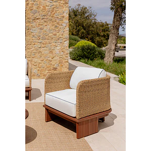 Sillón de jardín en ratán y madera de acacia Zalena