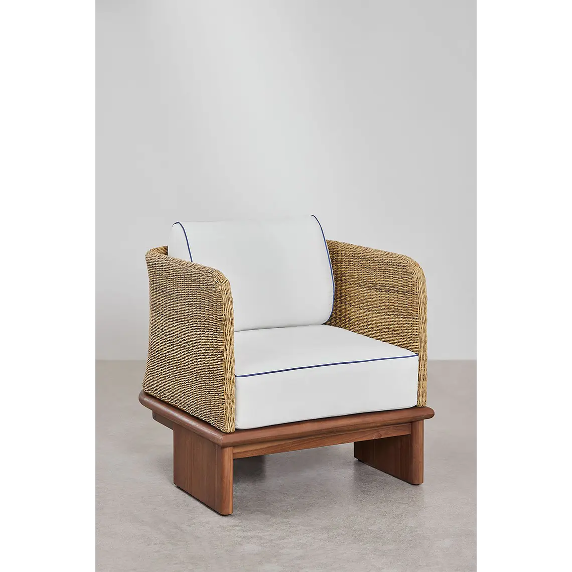 Sillón de jardín en ratán y madera de acacia Zalena 4