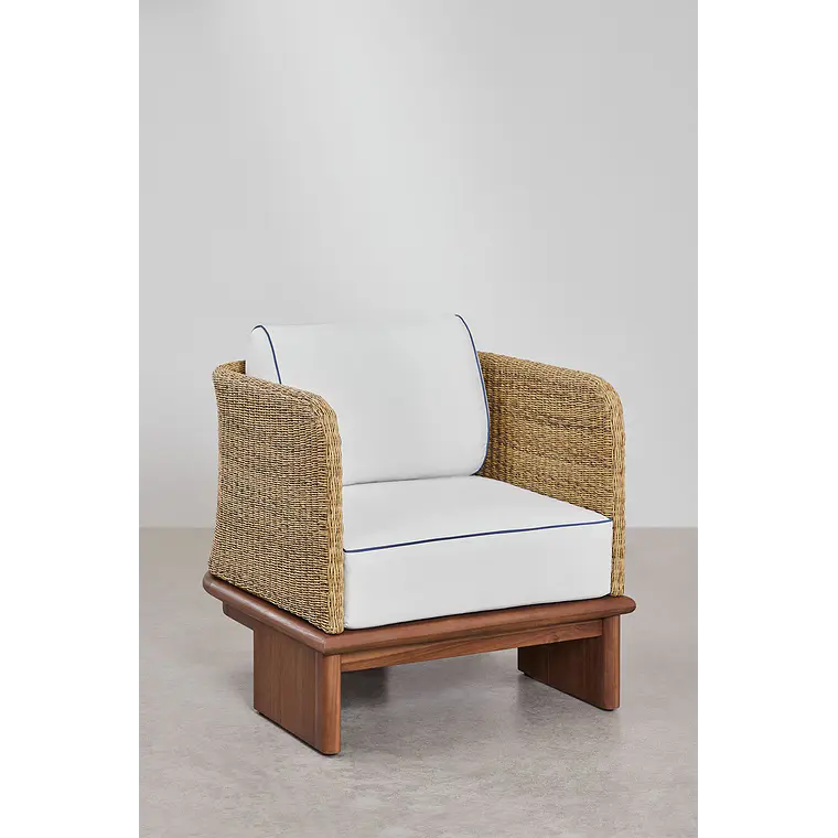 Sillón de jardín en ratán y madera de acacia Zalena 4