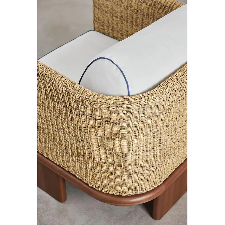 Sillón de jardín en ratán y madera de acacia Zalena 7