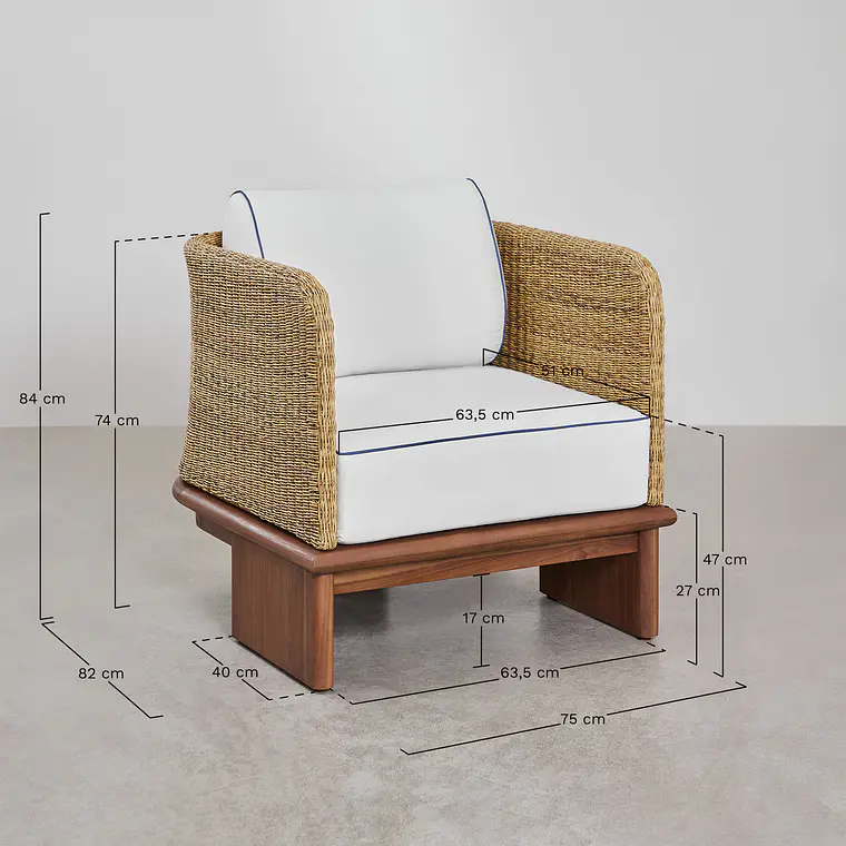 Sillón de jardín en ratán y madera de acacia Zalena 11