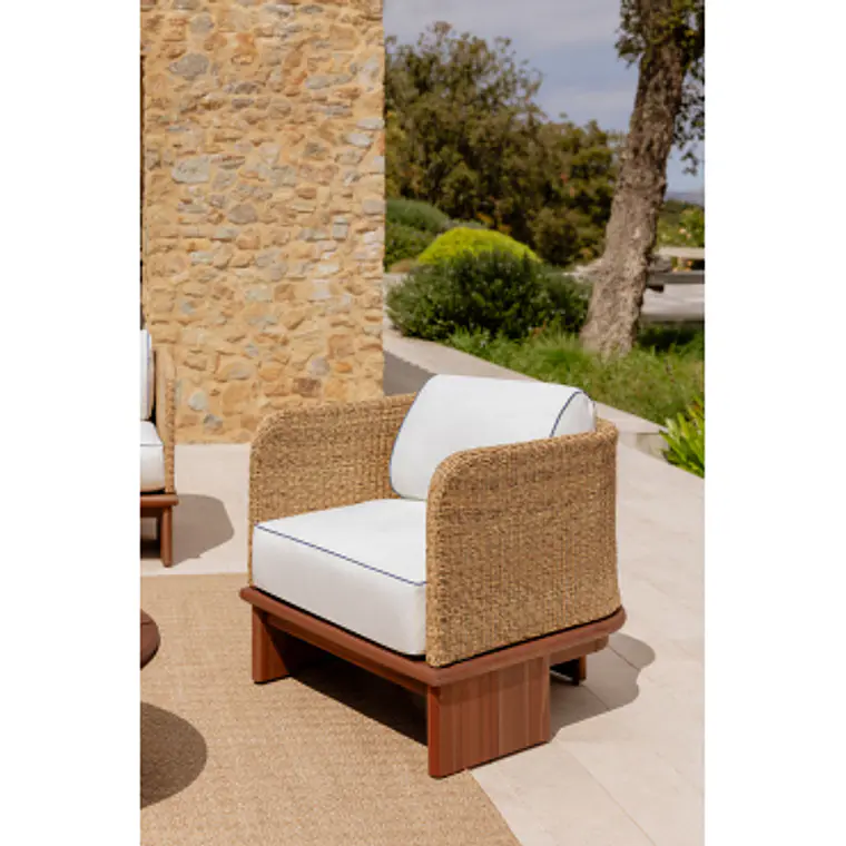 Sillón de jardín en ratán y madera de acacia Zalena 12