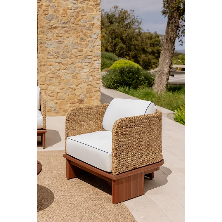 Sillón de jardín en ratán y madera de acacia Zalena 13