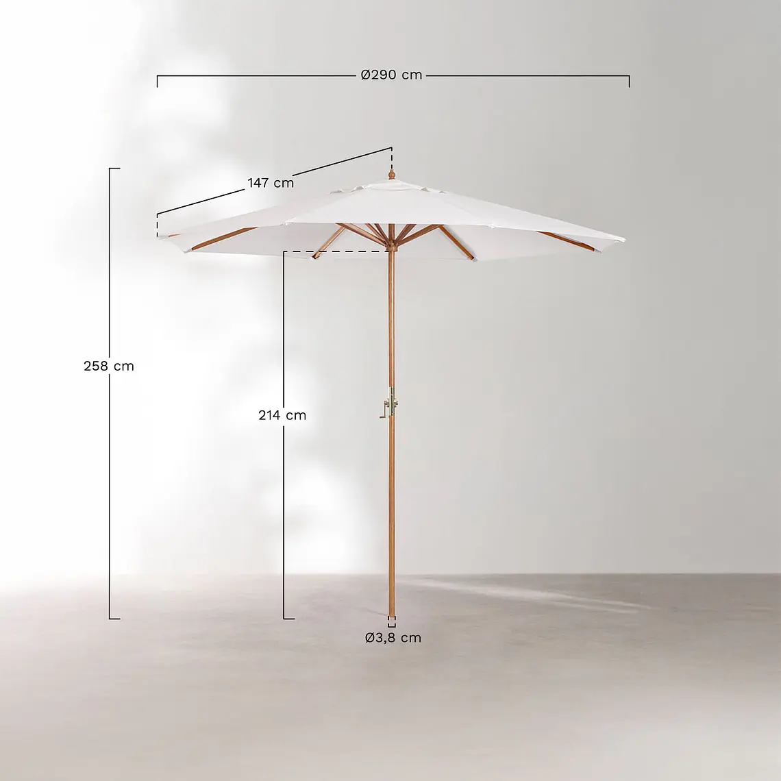Sombrilla Ø290 cm en tela y madera Gara 8