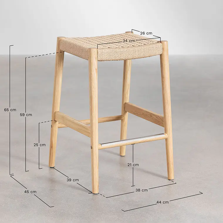 Taburete alto Evoeri en madera de roble 10
