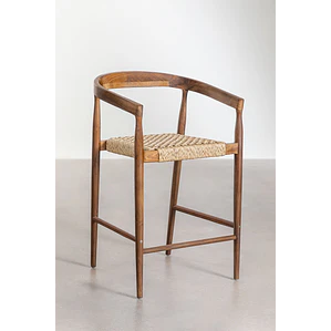Taburete alto Wenena en madera de teca