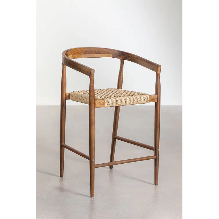 Taburete alto Wenena en madera de teca 2