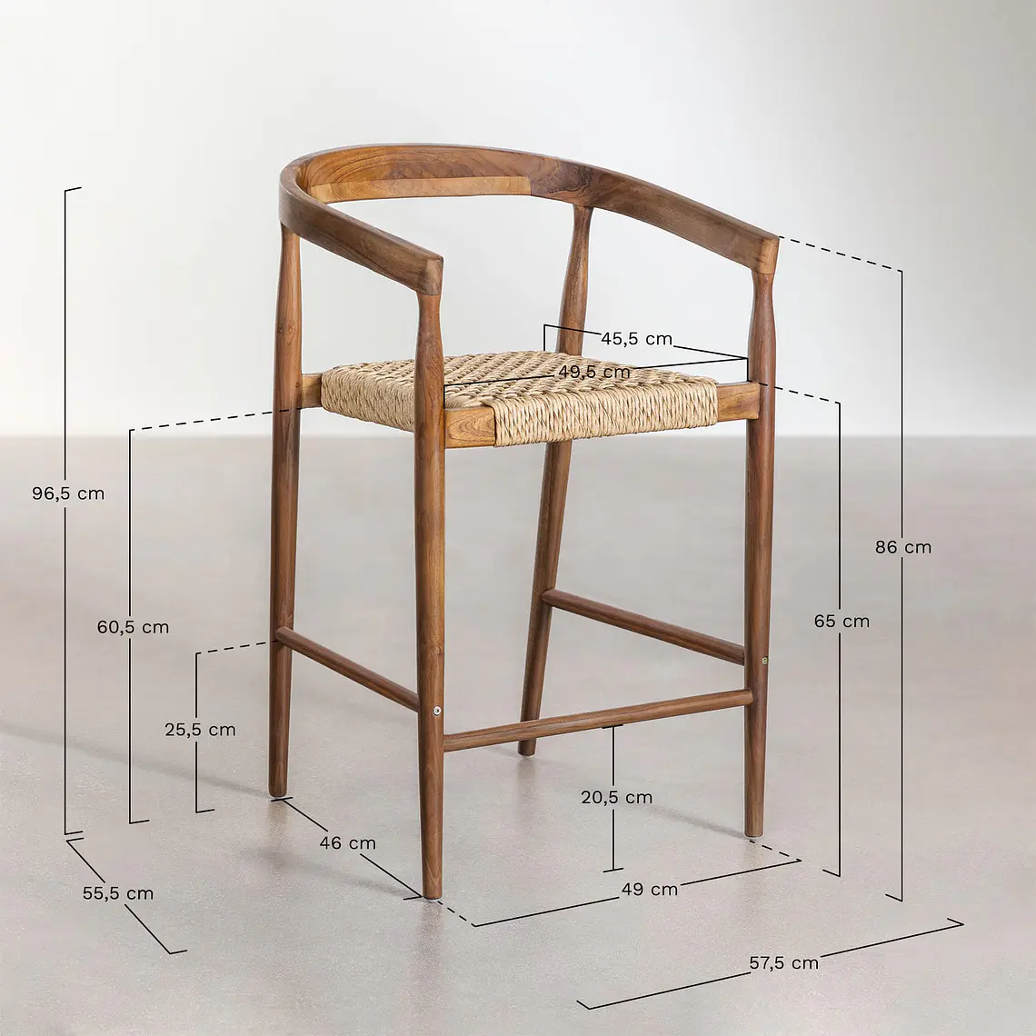 Taburete alto Wenena en madera de teca 7