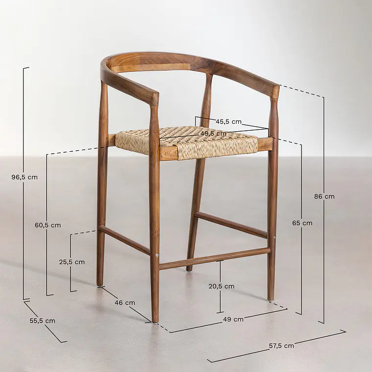Taburete alto Wenena en madera de teca 7