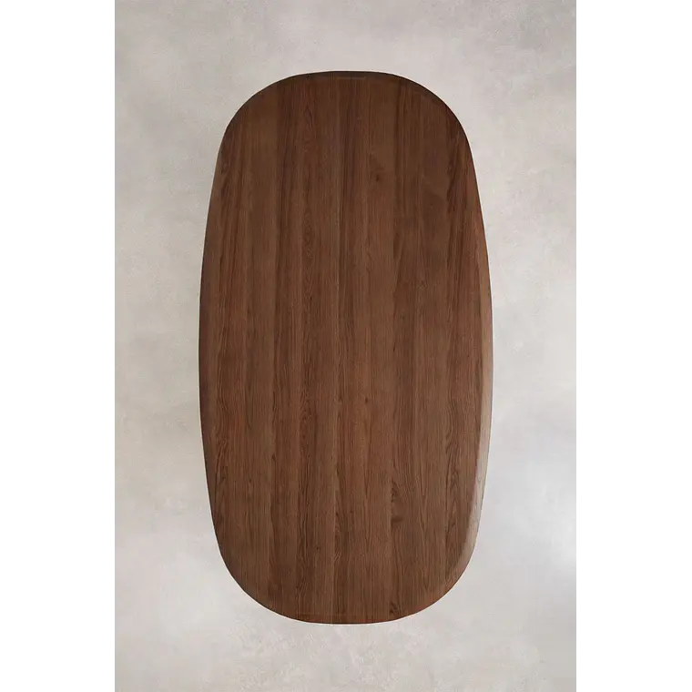 Mesa de comedor ovalada en MDF y cemento 7